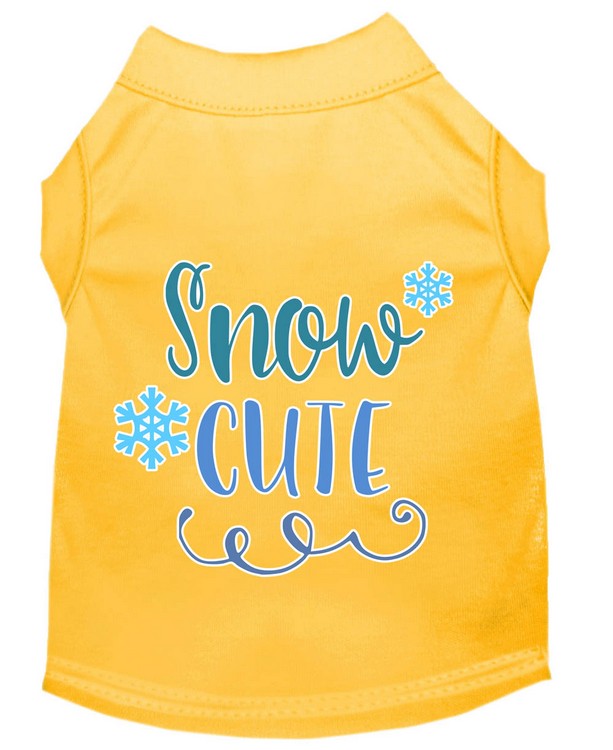 Snow Cute Screen Print Dog Shirt Yellow Sm